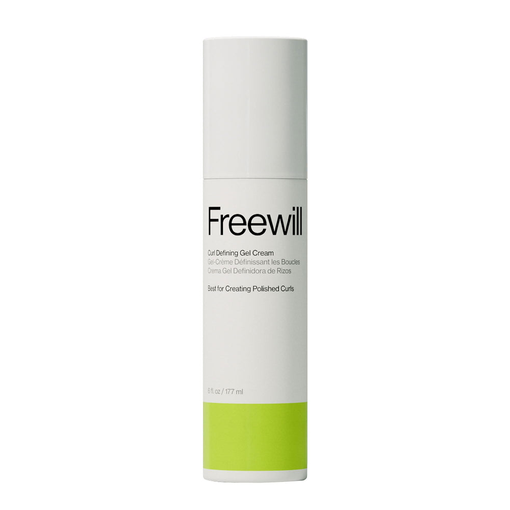 Freewill Curl Defining Gel Cream bottle shows invisible hold for defined, frizz-free curls.