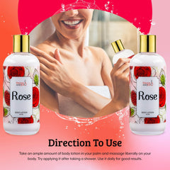 Application of Freida and Joe Rose lotion on skin shows quick absorption.