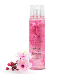 Freida and Joe Japanese Cherry Blossom body mist bottle front, delicate floral scent for everyday freshness.