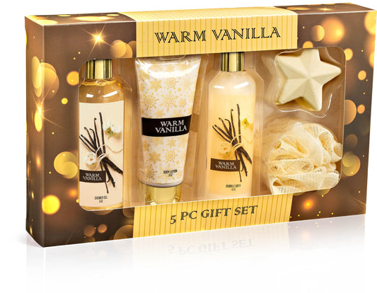 Freida and Joe Warm Vanilla Shower Gel for a hydrating cleanse and spa-like scent.