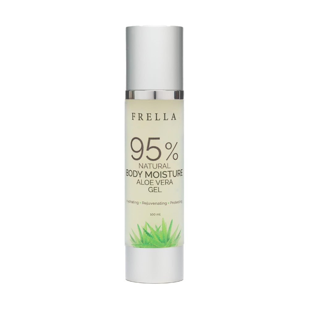 Frella Pure Aloe Vera Bottle Pour showing lightweight hydration for face and body