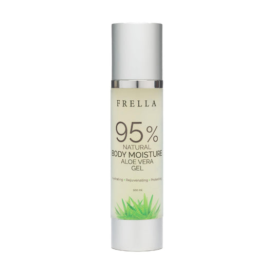 Frella Pure Aloe Vera Bottle Pour showing lightweight hydration for face and body