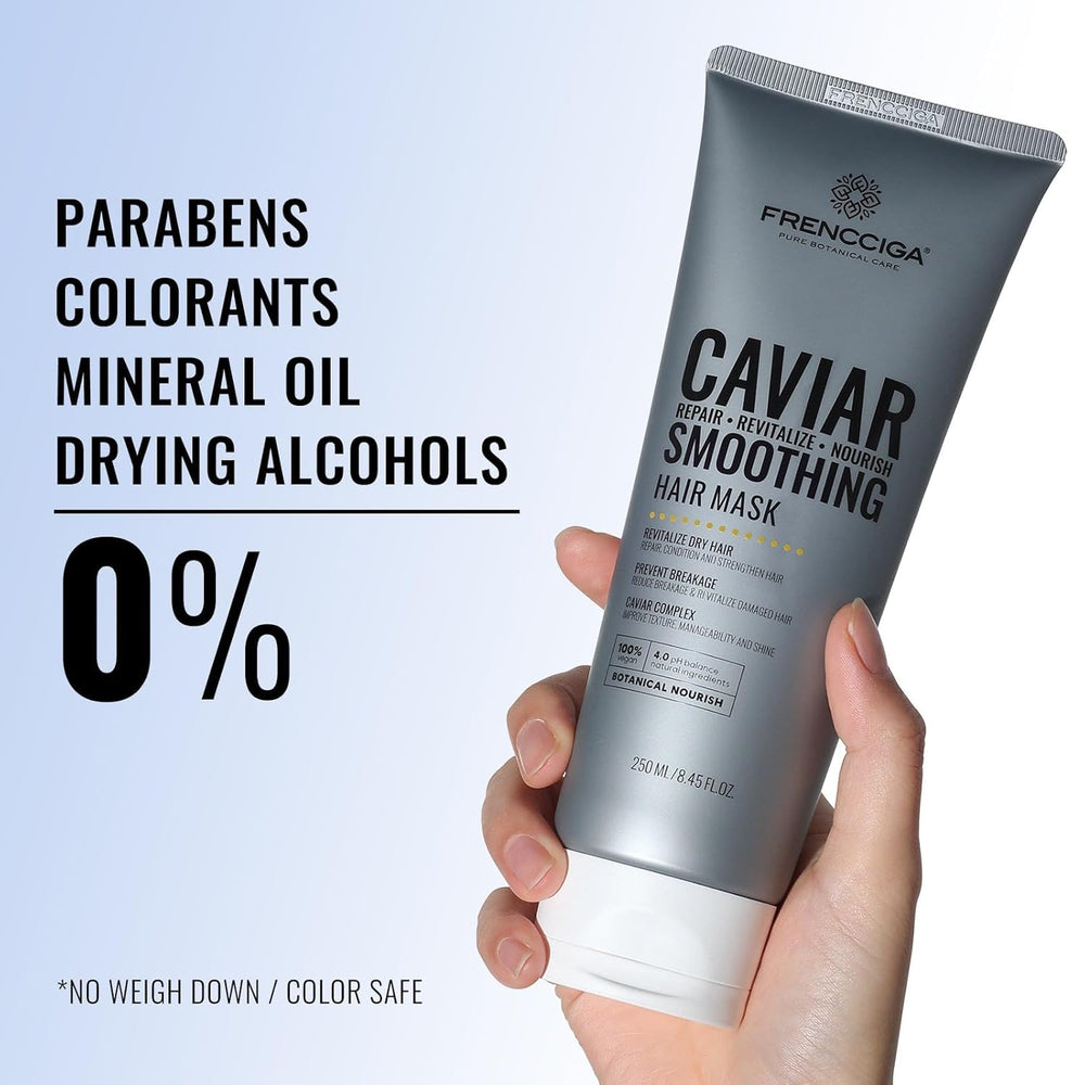 FRENCCIGA Caviar Hair Mask on shelf conveys premium care and shine