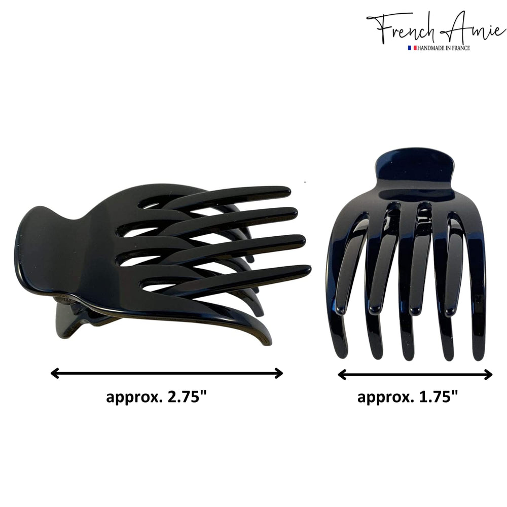 French Amie Bear Paw Black Small clip demonstrates versatile hairstyles