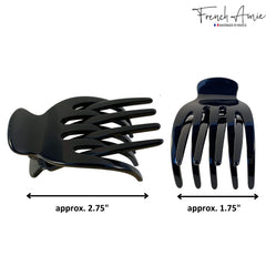 French Amie Bear Paw Black Small clip demonstrates versatile hairstyles