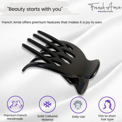 French Amie Bear Paw Black Small clip worn on head for daily styling