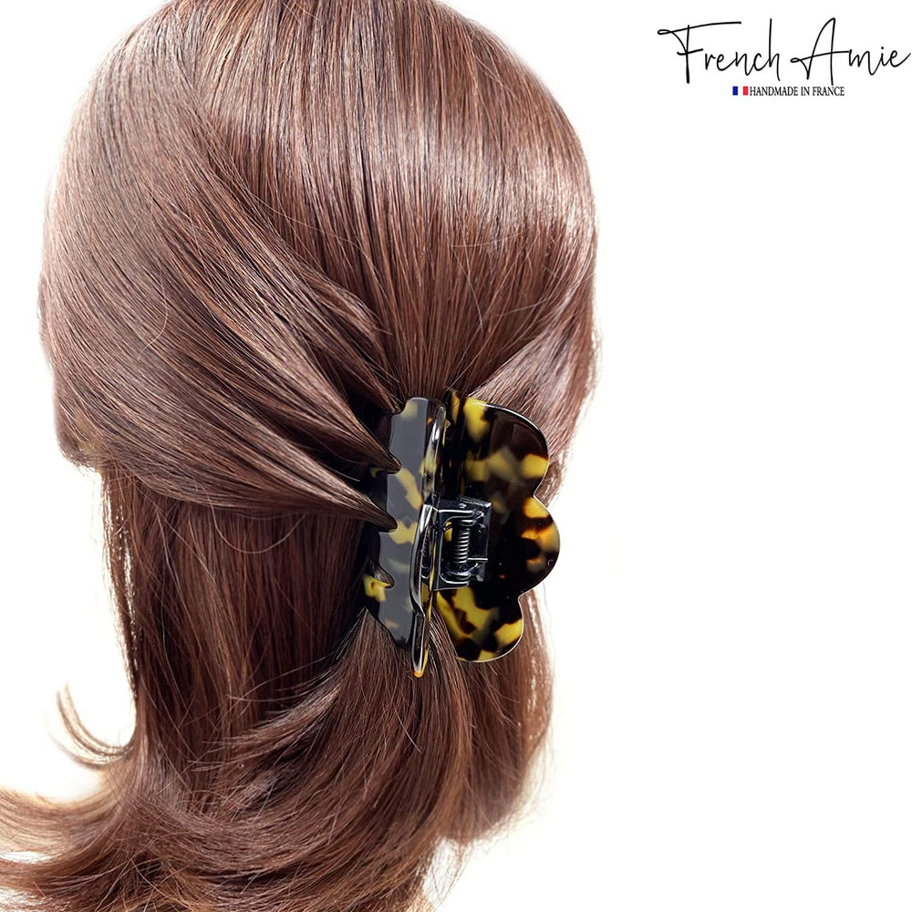 French Amie Crown Wave Yellow Tokyo small clip blue variant, versatile color option.