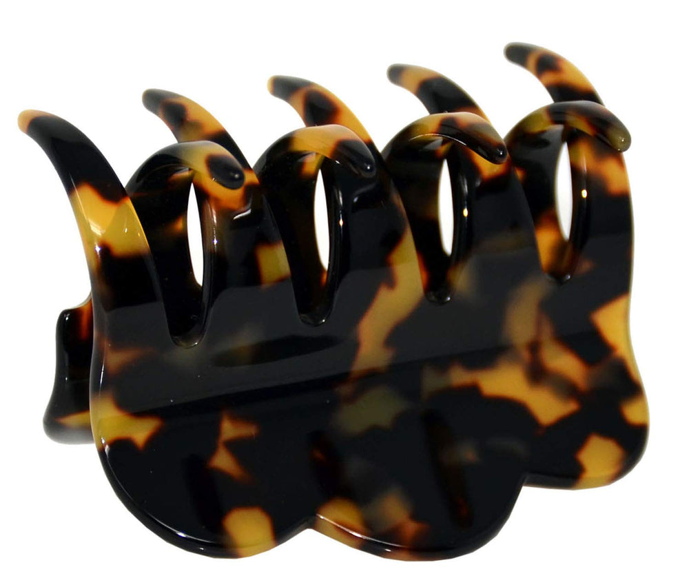 French Amie Crown Wave Yellow Tokyo small clip, compact size for secure styling.