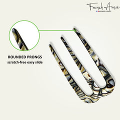 Elegant onyx grey hair pin mid-styling for long, fine hair.