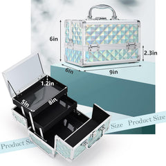 FRENESSA blue vanity case with large bottom storage for brushes and palettes