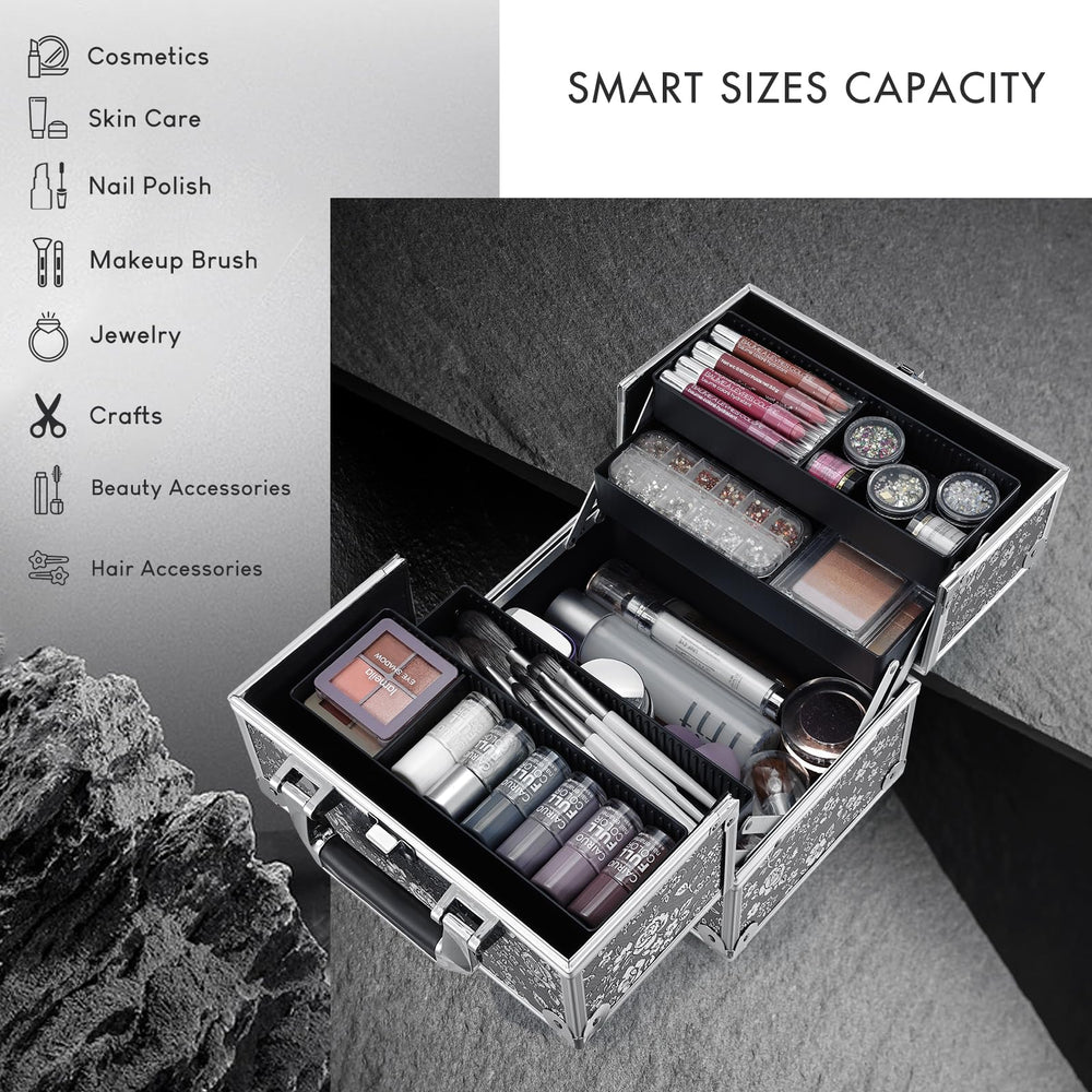 FRENESSA bottom compartment fits brushes and palettes for quick retrieval