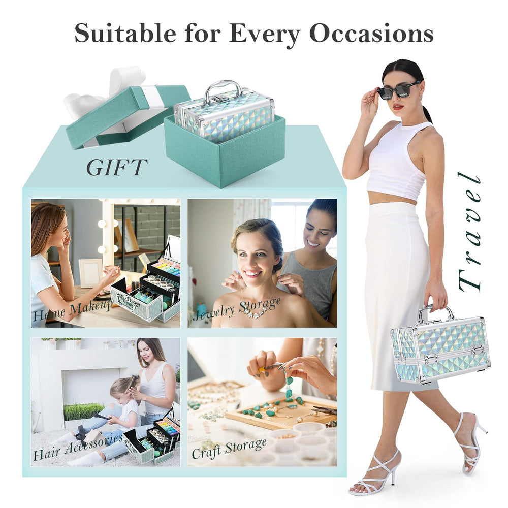 FRENESSA compact travel case stores nail and makeup items efficiently