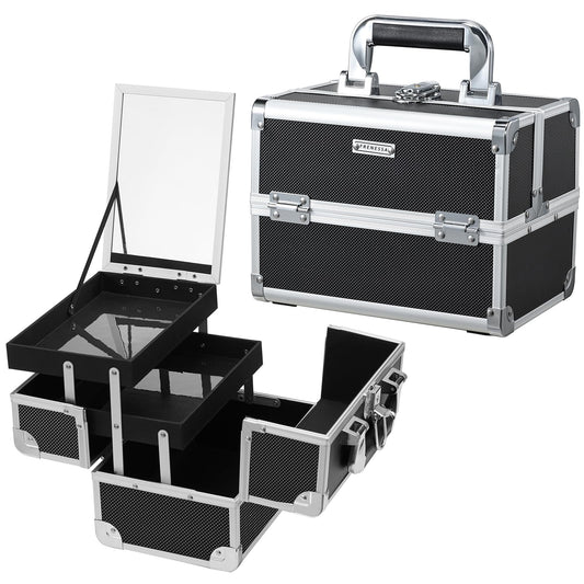 FRENESSA makeup case organizer exterior view with waterproof aluminum shell for travel