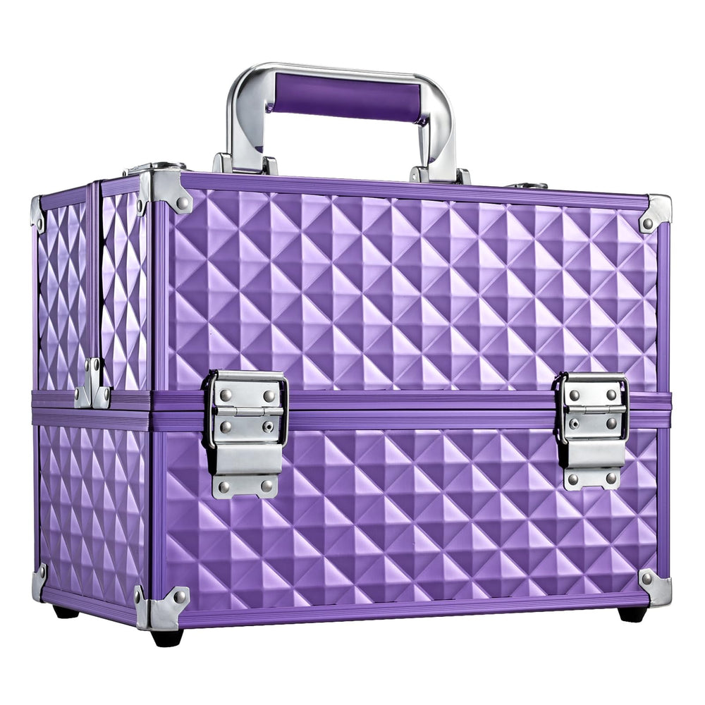 FRENESSA makeup train case 12-inch front view, purple, ready for travel