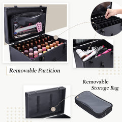 Frenessa top polish slots with removable dividers for flexible storage.
