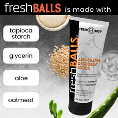 Fresh Balls Cream absorbs moisture, keeping the area dry