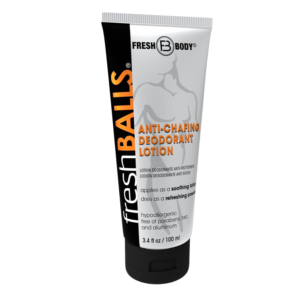 Fresh Balls Cream tube front view, easy anti-chafing protection on the go