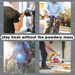 Fresh Balls On-The-Go travel pack in use, keeps groin area dry and comfortable.