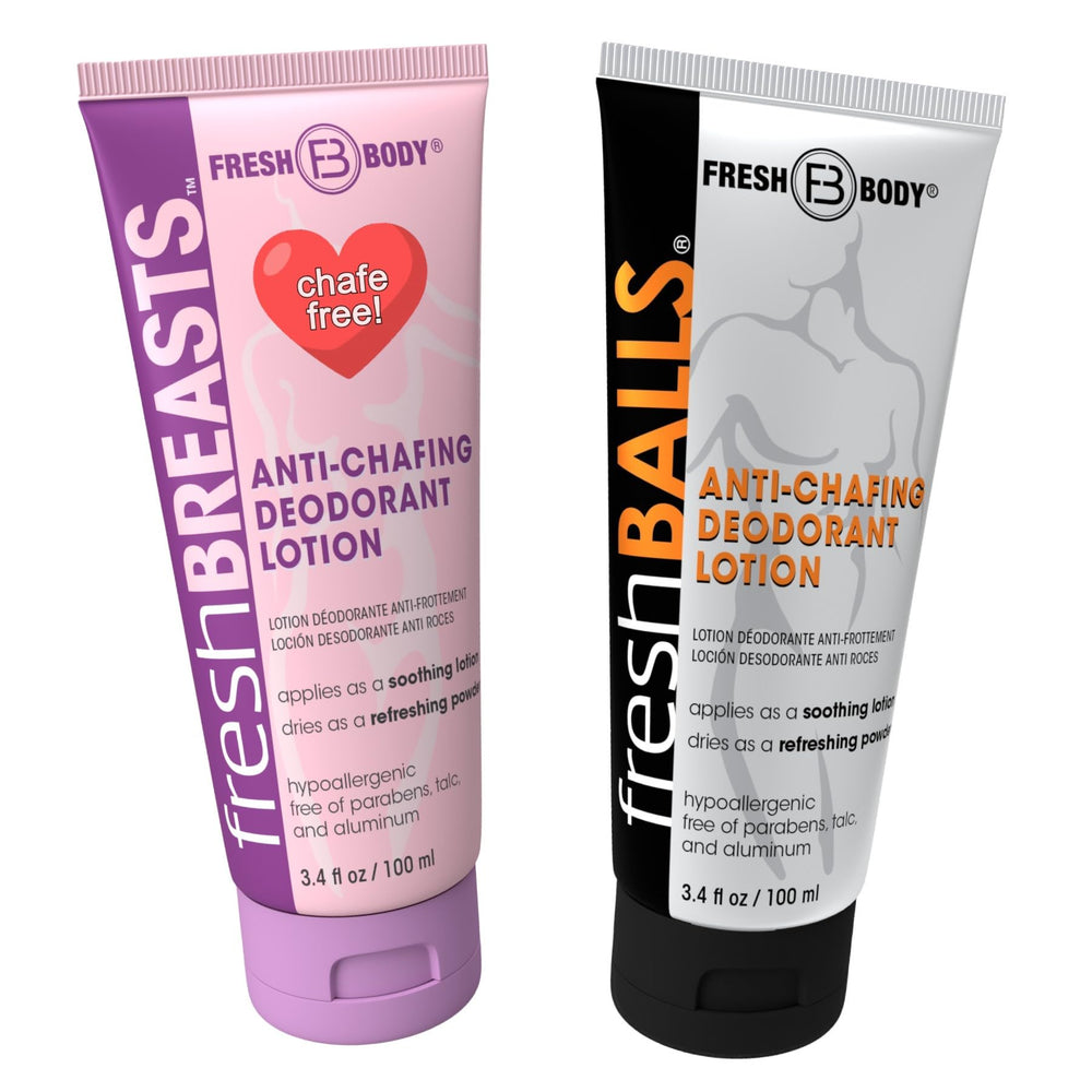 Fresh Breasts anti-chafing lotion for women keeps curves dry and comfortable.