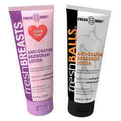 Fresh Breasts anti-chafing lotion for women keeps curves dry and comfortable.