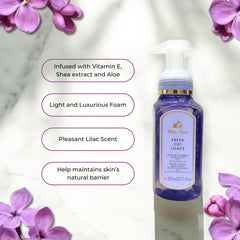 Fresh Cut Lilacs label closeup shows attractive packaging for bathrooms and kitchens.