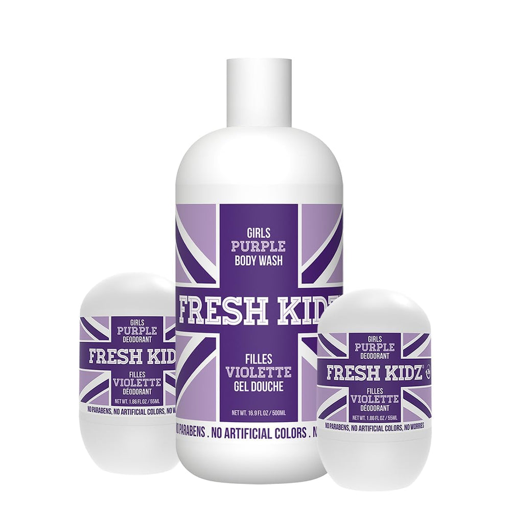 Fresh Kidz body wash bottle showing gentle daily-use formula for kids.