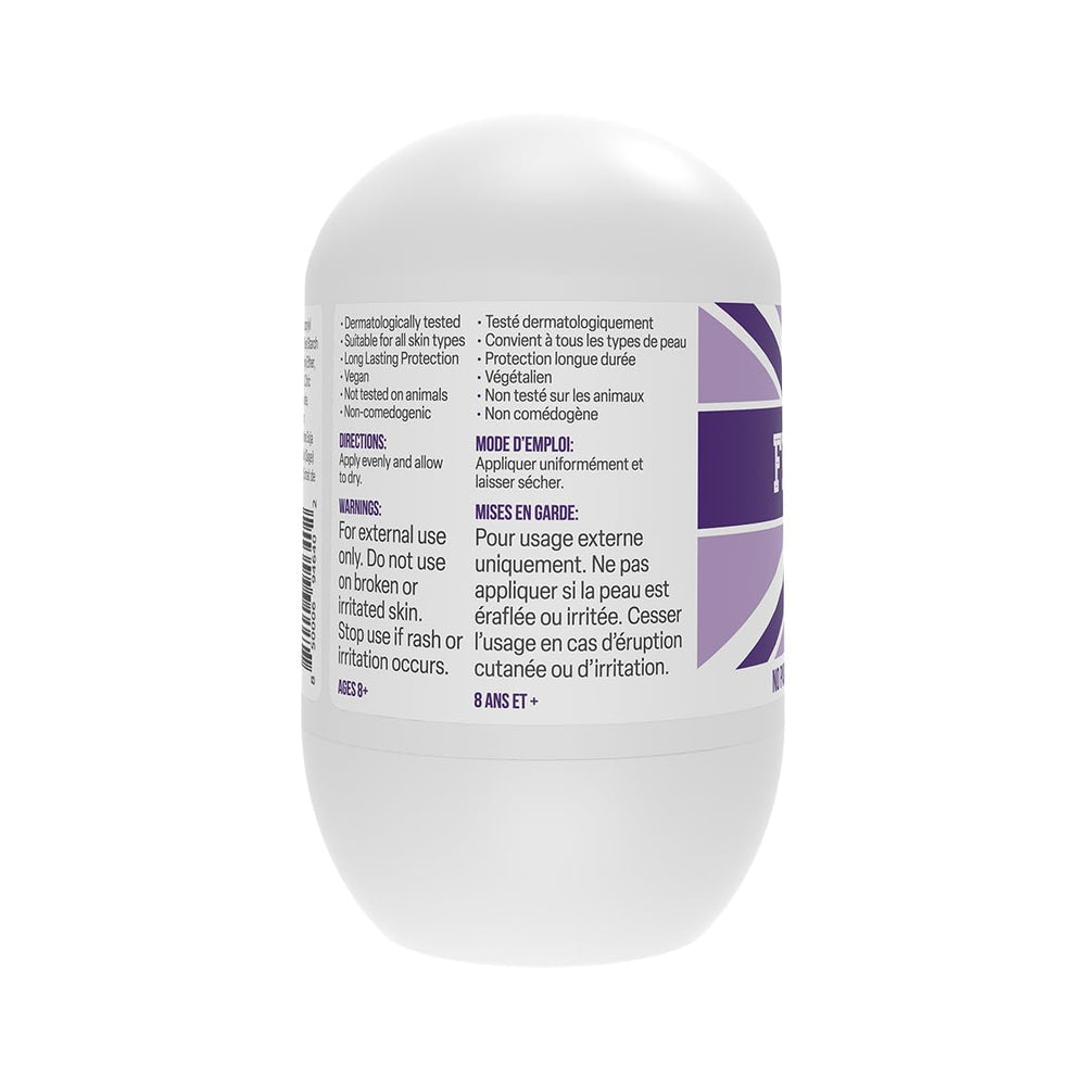 Fresh Kidz roll-on deodorant with purple cap, fragrance-friendly design for teens.