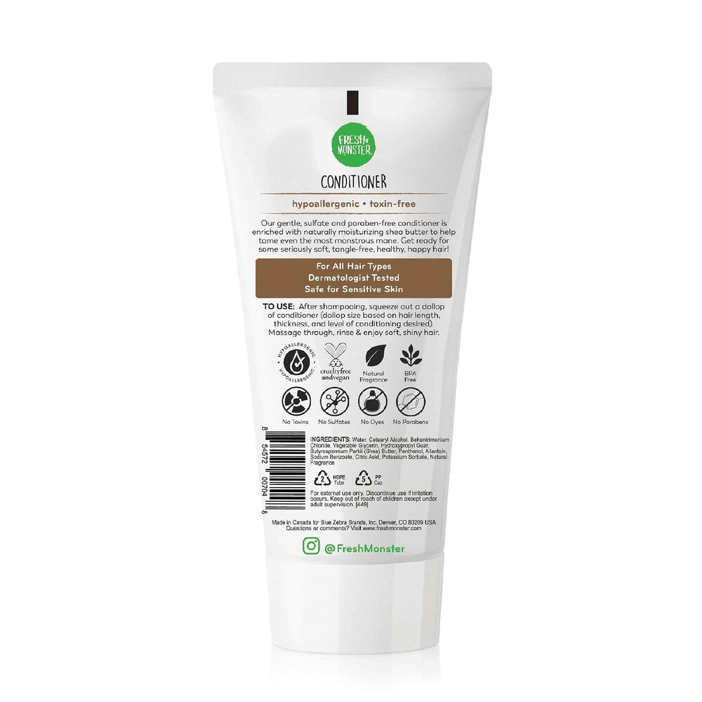 Ingredients label of Fresh Monster Kids Hair Conditioner highlighting toxin-free care