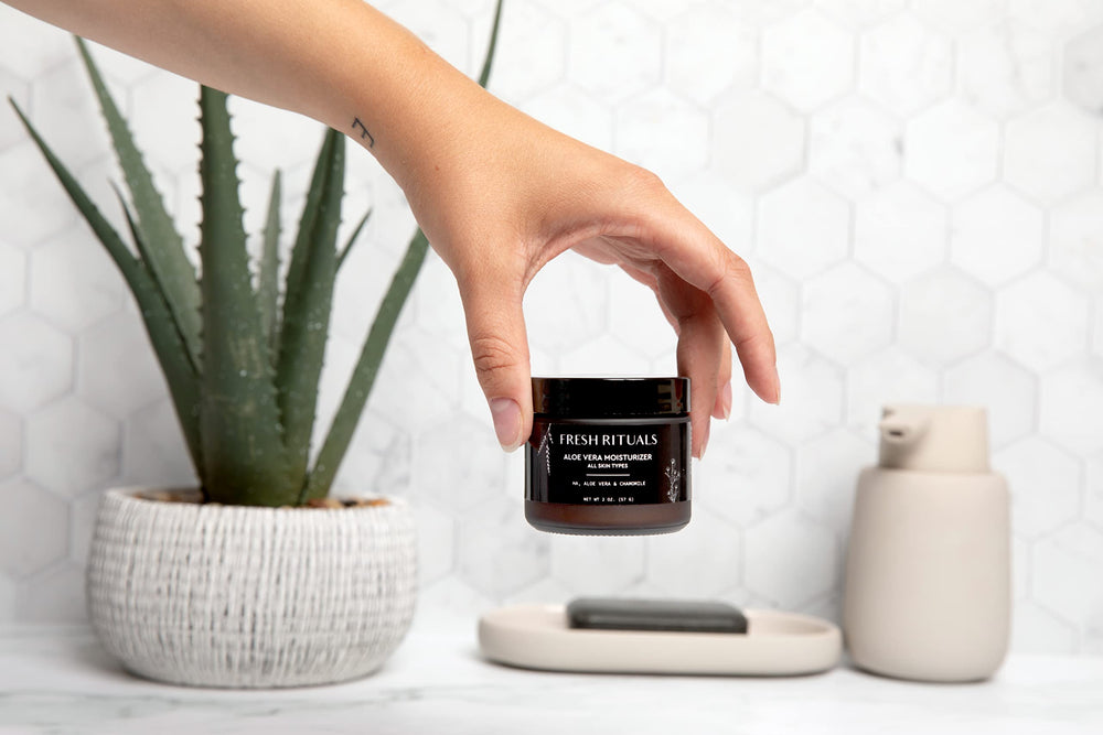 Fresh Rituals aloe vera leaf suggests soothing properties for skin