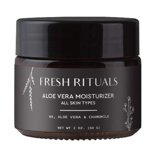 Fresh Rituals vegan face moisturizer jar close-up showing a hydrating cream texture