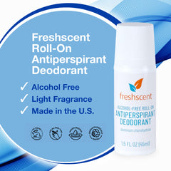 Freshscent roll-on deodorant in use with a smooth glide.