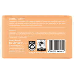 Freshwater Farm Australia Healing Sandalwood Kunzea Bar lathering for a rich, creamy wash.