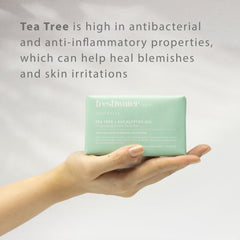 Freshwater Farm Australia tea tree eucalyptus soap bar smooth texture for sensitive skin cleansing.
