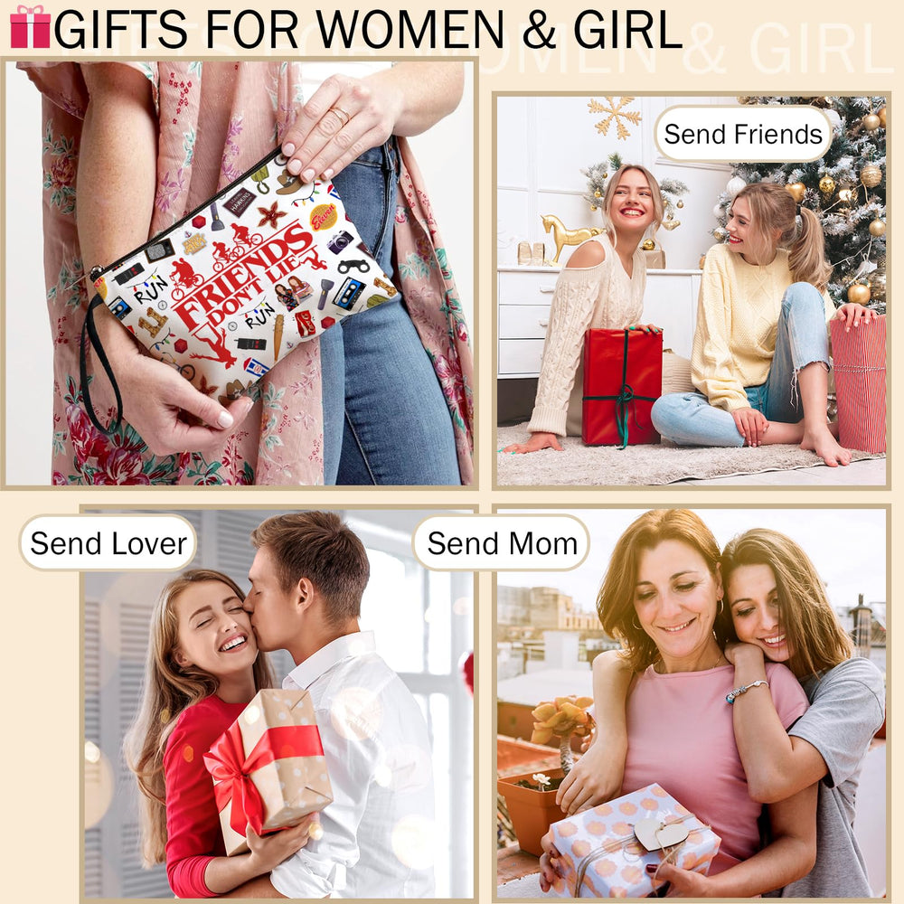 Friendship Makeup Bag has a gift-ready design, perfect for birthdays or Galentine's Day.
