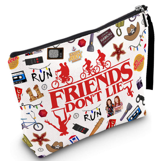Friendship Makeup Bag with heart zipper pull, travel-friendly gift for friends.