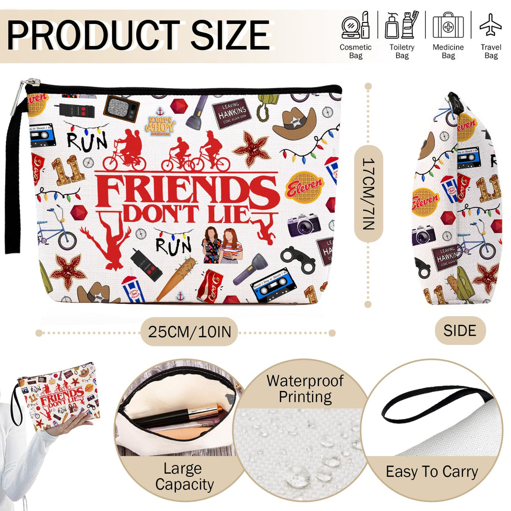 Friendship Makeup Bag offers large capacity to keep cosmetics neatly organized.