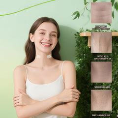 Friendship stays put all day neck tape maintains smooth, confident neckline.