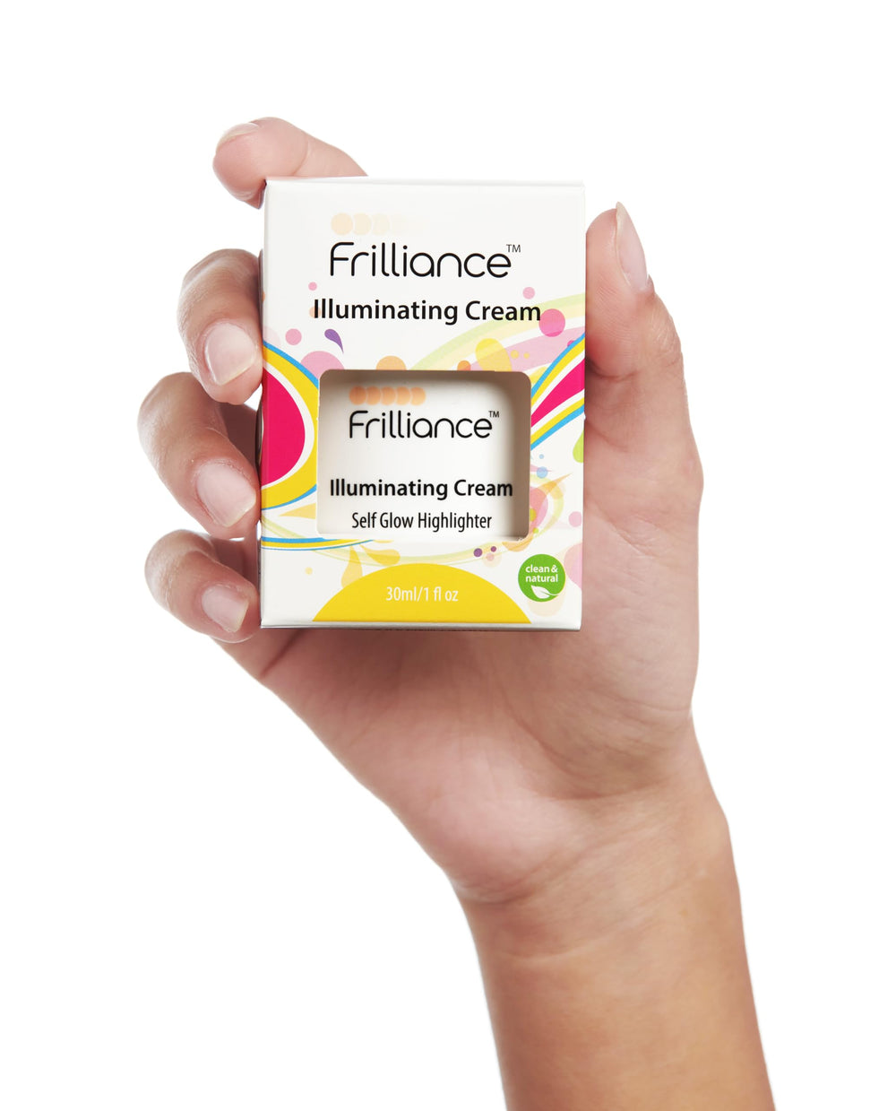 Frilliance Illuminating Cream packaging signals fragrance-free, cruelty-free design