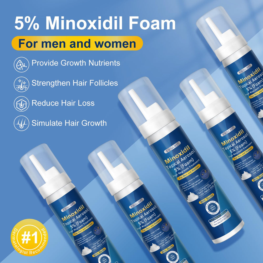 Frnoip Minoxidil Foam dispenser demonstrates easy, precise scalp application.