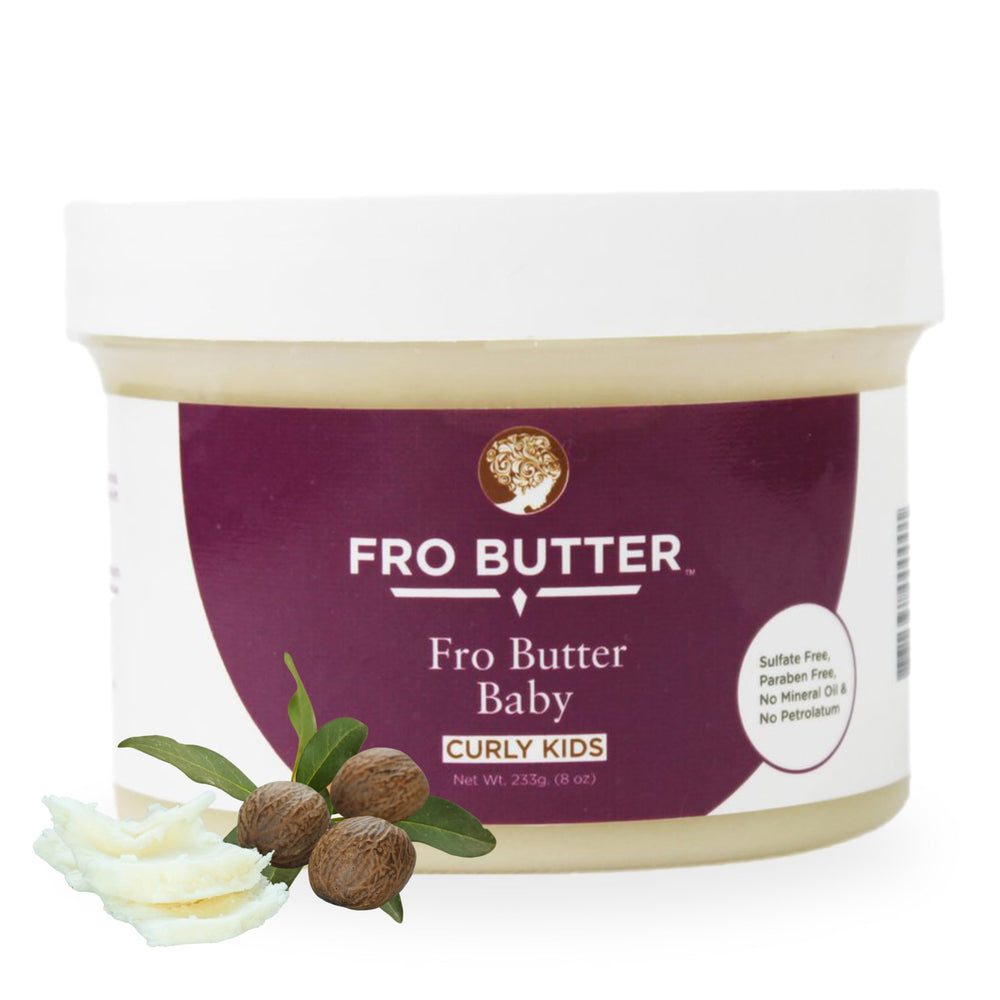 Fro Butter Hair Growth Treatment bottle pour showing detangler-ready formula