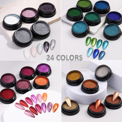 FSpronail chrome powder on black background delivers the strongest mirror shine for dramatic nails.
