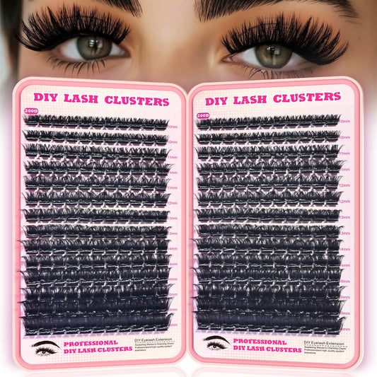 FTBZCF lash clusters 336pc with 200D density for customizable at home extensions.