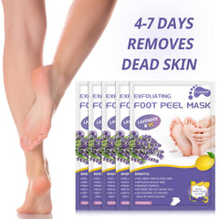 FUNNIR Foot Peeling Mask before-after visual emphasizes smoother heels and soft skin.