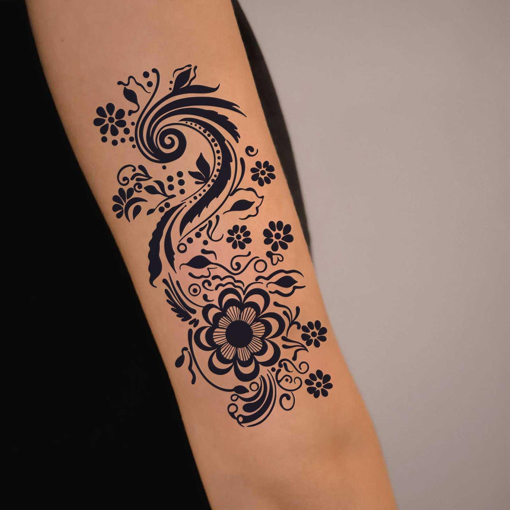 FUNTATTOO waterproof henna sticker on leg designs for festival wear