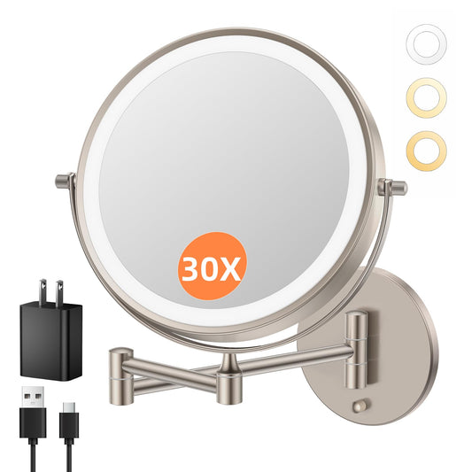 FUNTOUCH 9-inch LED makeup mirror front view on wall mount for easy daily routine