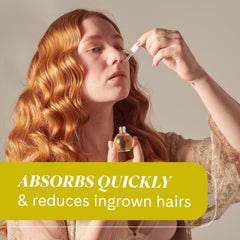Texture shot shows fast-absorbing oil from Fur Ingrown Concentrate without greasiness.