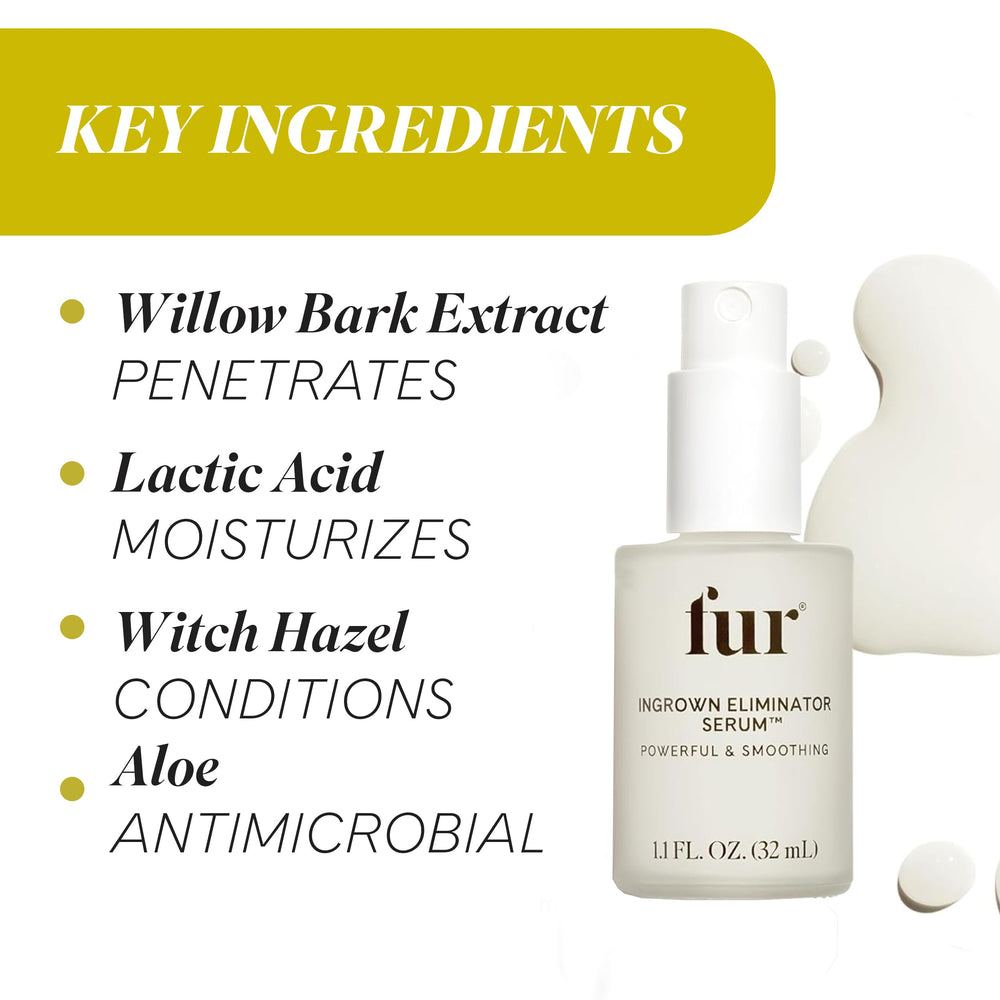 Fur Ingrown Eliminator Serum pores closeup hints at pore-tightening benefits.