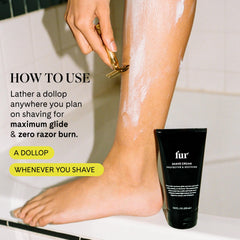 Fur Shave Cream close-up of marshmallow root and aloe soothing the skin during a shave.