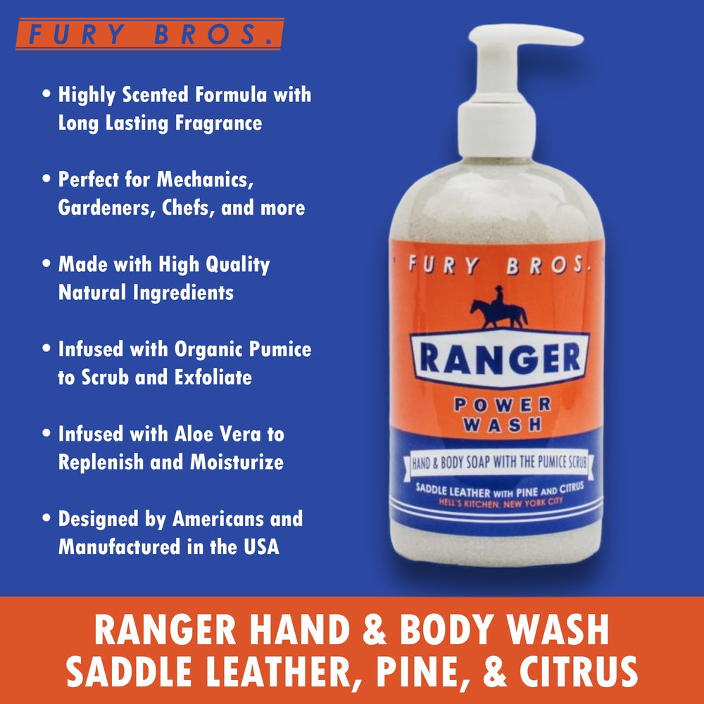 Exfoliating pumice texture in Fury Bros Power Wash helps remove grime gently.