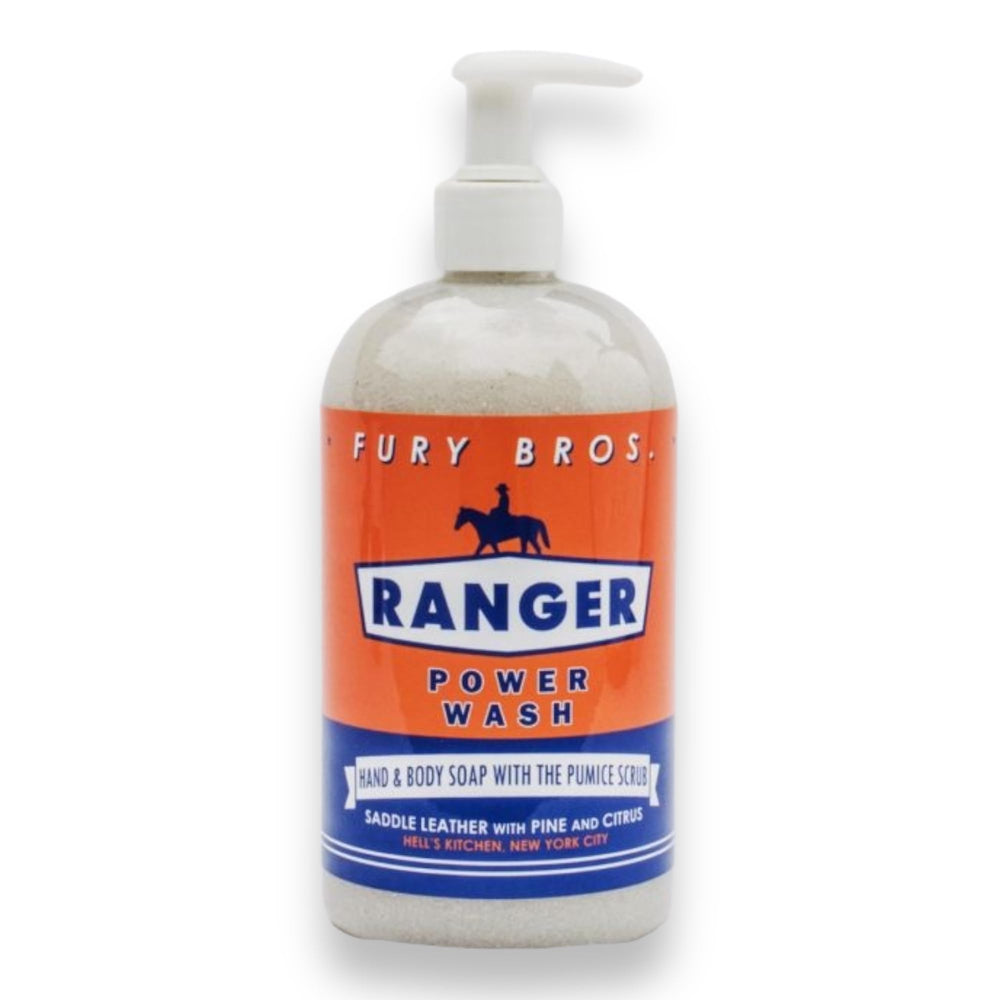 FURY BROS Premium Power Wash Ranger bottle front shows Saddle Leather notes and bold fragrance.